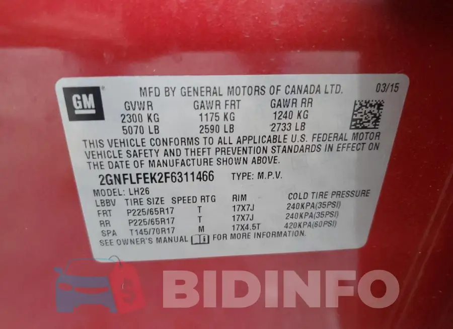 2GNFLFEK2F6311466 Photo# 12