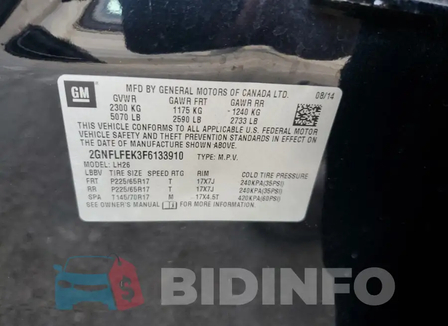 2GNFLFEK3F6133910 Photo# 13