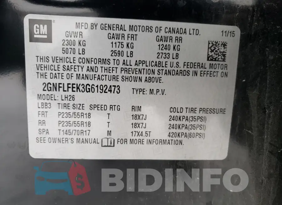 2GNFLFEK3G6192473 Photo# 13