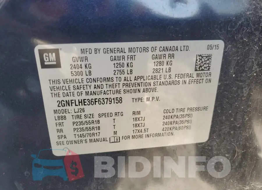 2GNFLHE36F6379158 Photo# 13