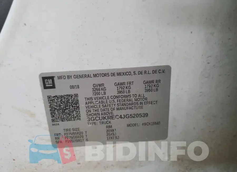 3GCUKREC4JG520539 Photo# 12