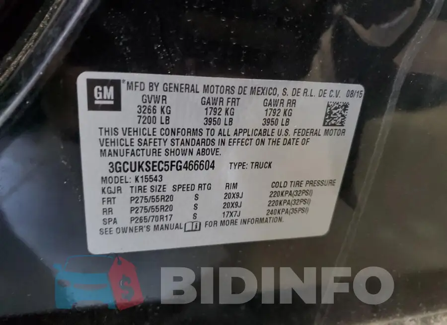 3GCUKSEC5FG466604 Photo# 12