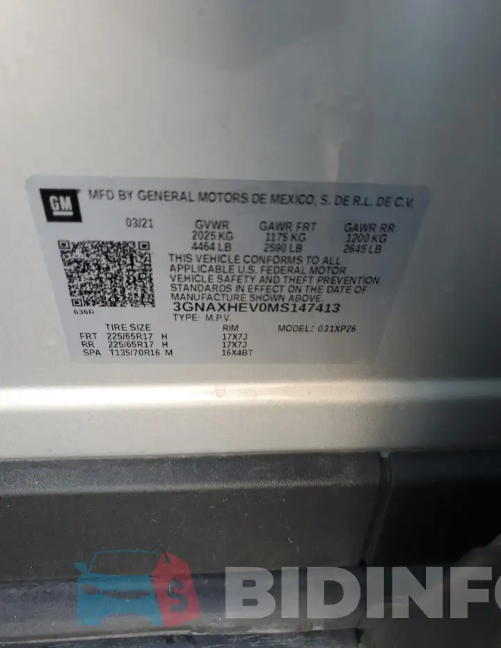 3GNAXHEV0MS147413 Photo# 12