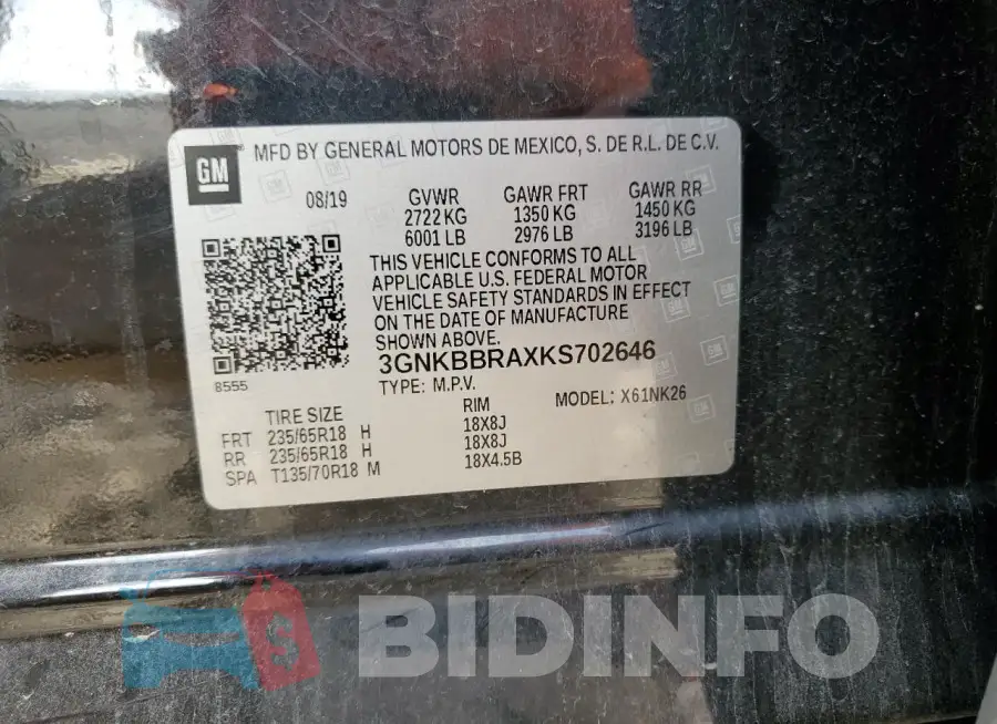 3GNKBBRAXKS702646 Photo# 13