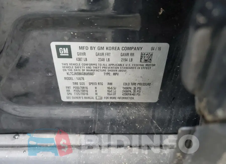 KL7CJNSB6GB685607 Photo# 13