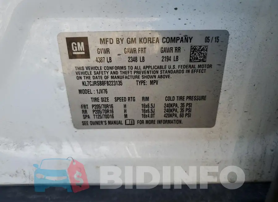 KL7CJRSB8FB223135 Photo# 13