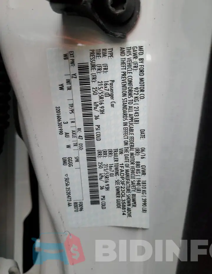 1FADP3F23GL358814 Photo# 12