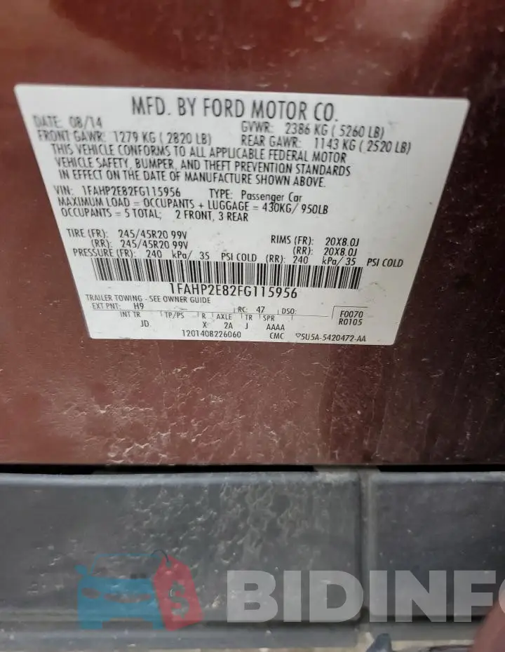 1FAHP2E82FG115956 Photo# 12