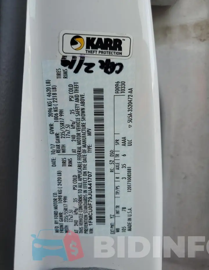 1FMCU0F79JUA41707 Photo# 13