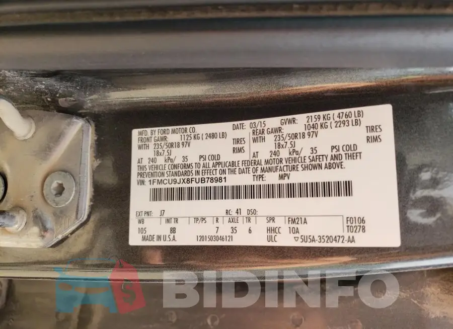 1FMCU9JX8FUB78981 Photo# 13