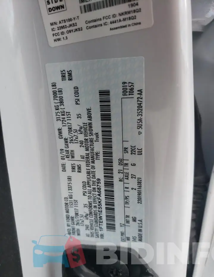 1FTEW1E55KFA68759 Photo# 12