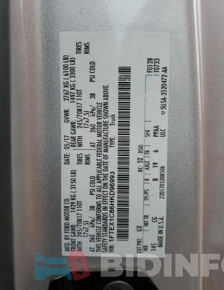 1FTEX1C86HKD96993 Photo# 12