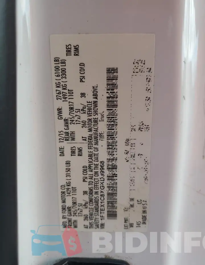 1FTEX1C8XGKD39968 Photo# 12