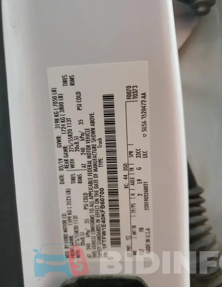1FTFW1E40KFB60700 Photo# 12