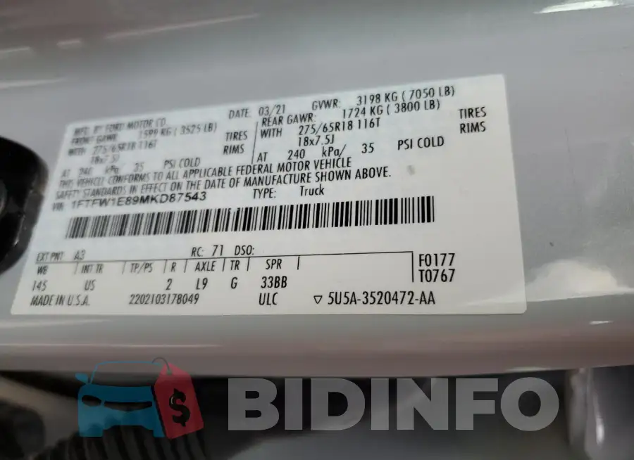 1FTFW1E89MKD87543 Photo# 13