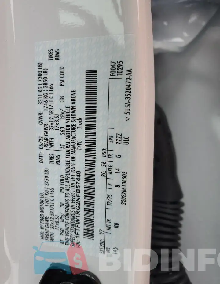 1FTFW1RG2NFB57449 Photo# 13