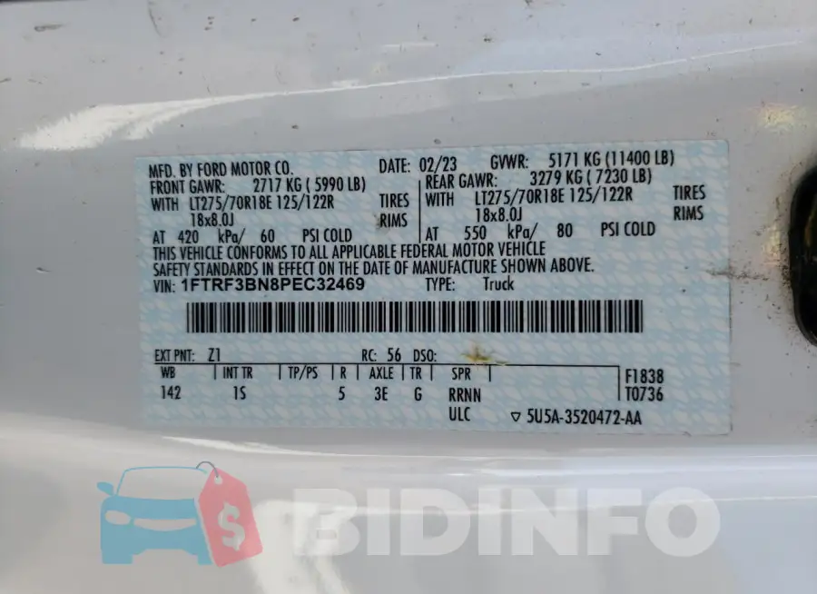 1FTRF3BN8PEC32469 Photo# 12