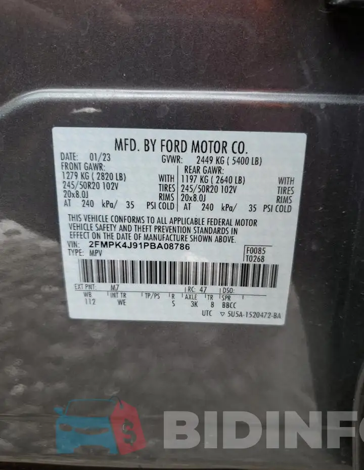 2FMPK4J91PBA08786 Photo# 13