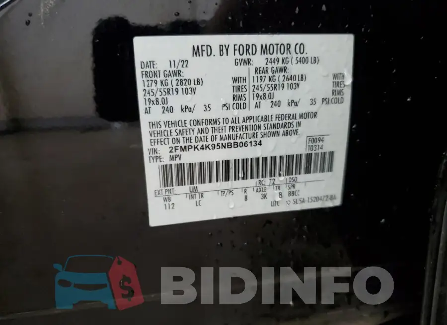 2FMPK4K95NBB06134 Photo# 13