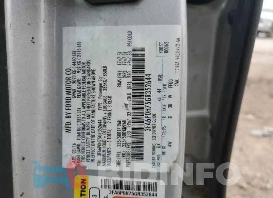 3FA6P0H75GR352644 Photo# 12
