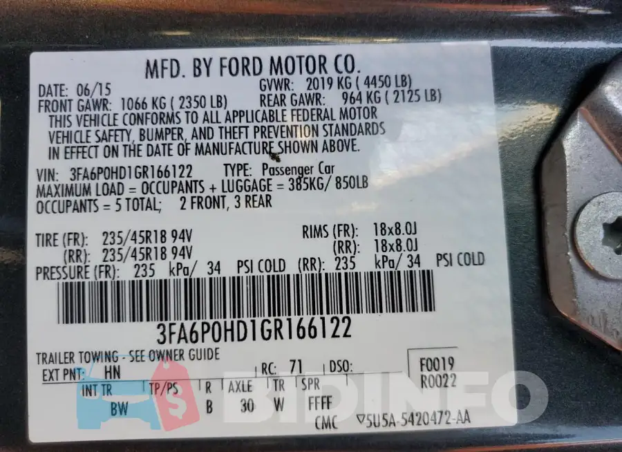 3FA6P0HD1GR166122 Photo# 12