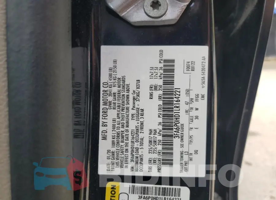 3FA6P0HD1LR164221 Photo# 12