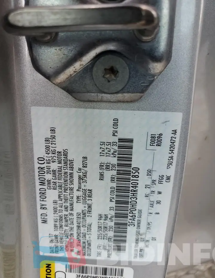 3FA6P0HD3HR401850 Photo# 12