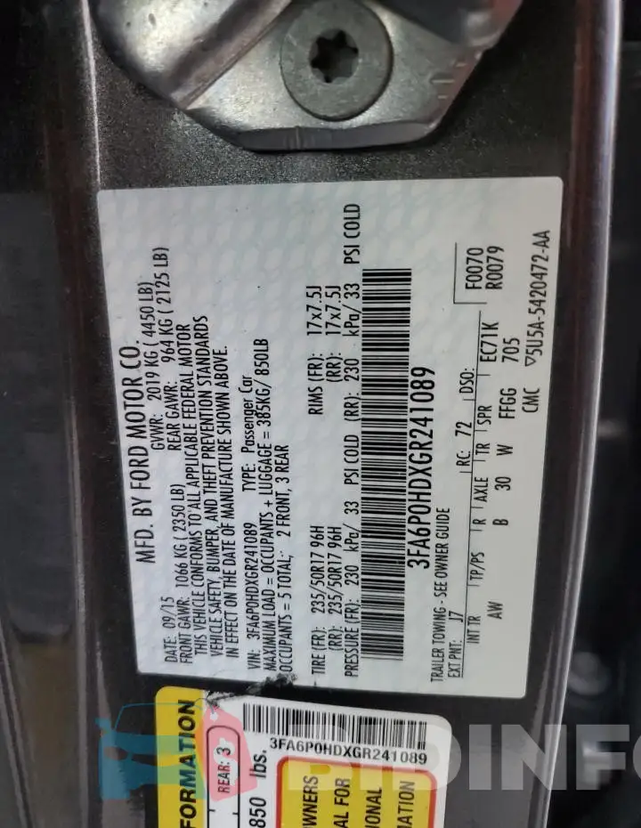 3FA6P0HDXGR241089 Photo# 12