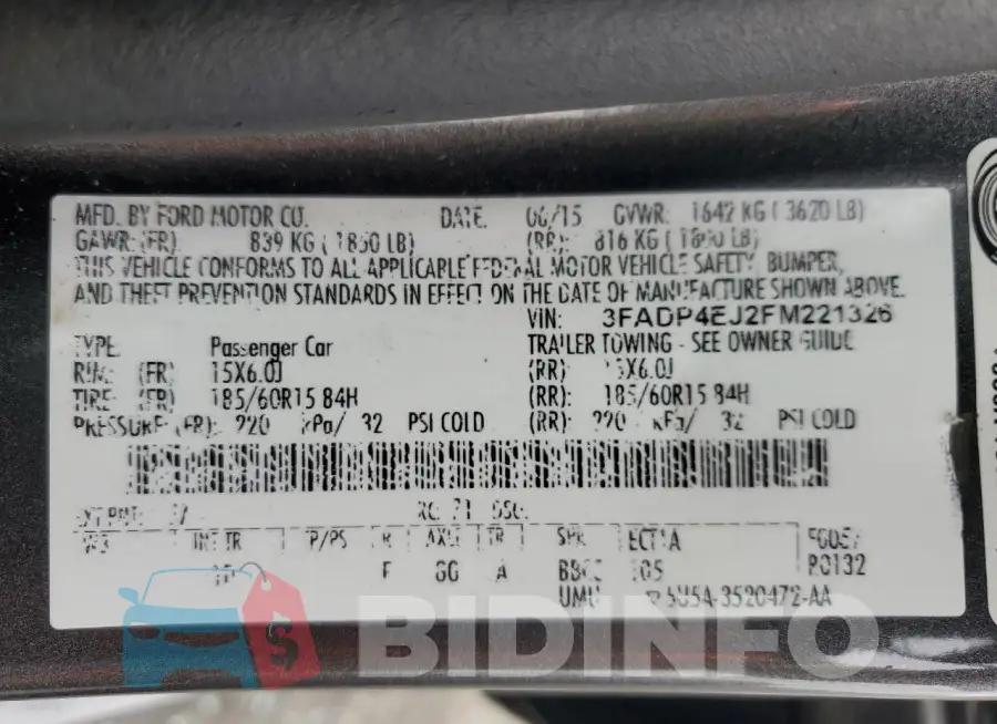 3FADP4EJ2FM221326 Photo# 12