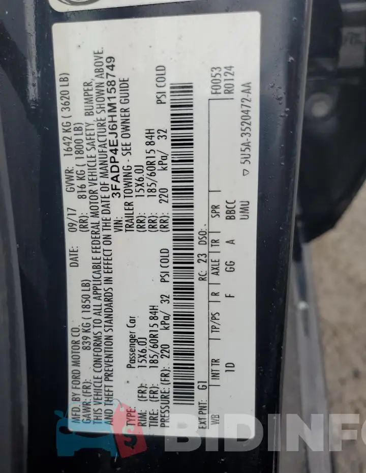 3FADP4EJ6HM158749 Photo# 12