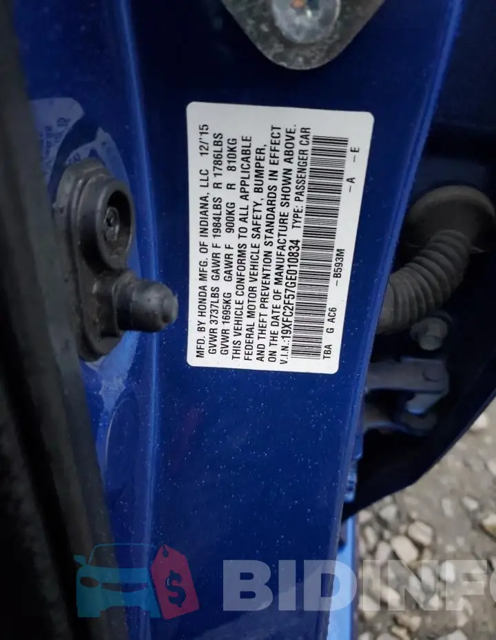 19XFC2F57GE010834 Photo# 12
