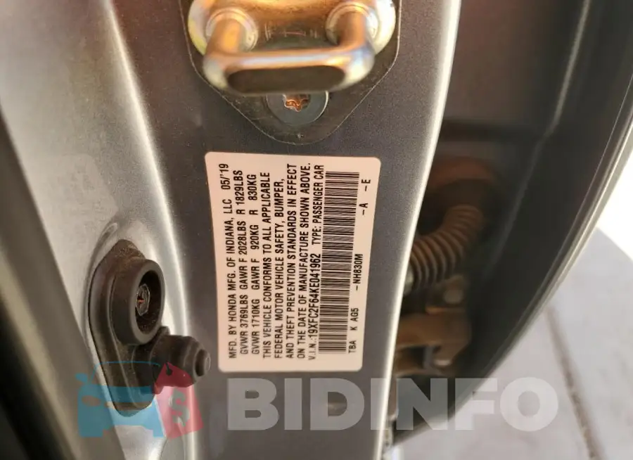 19XFC2F64KE041962 Photo# 13