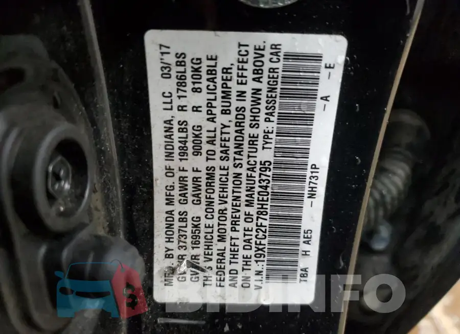 19XFC2F78HE043795 Photo# 12
