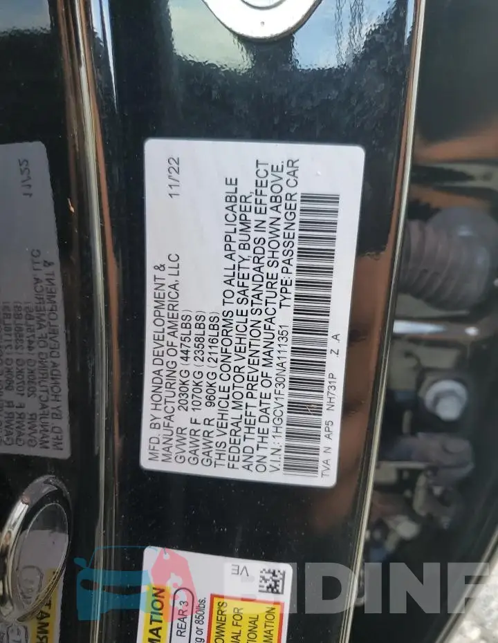 1HGCV1F30NA111351 Photo# 13