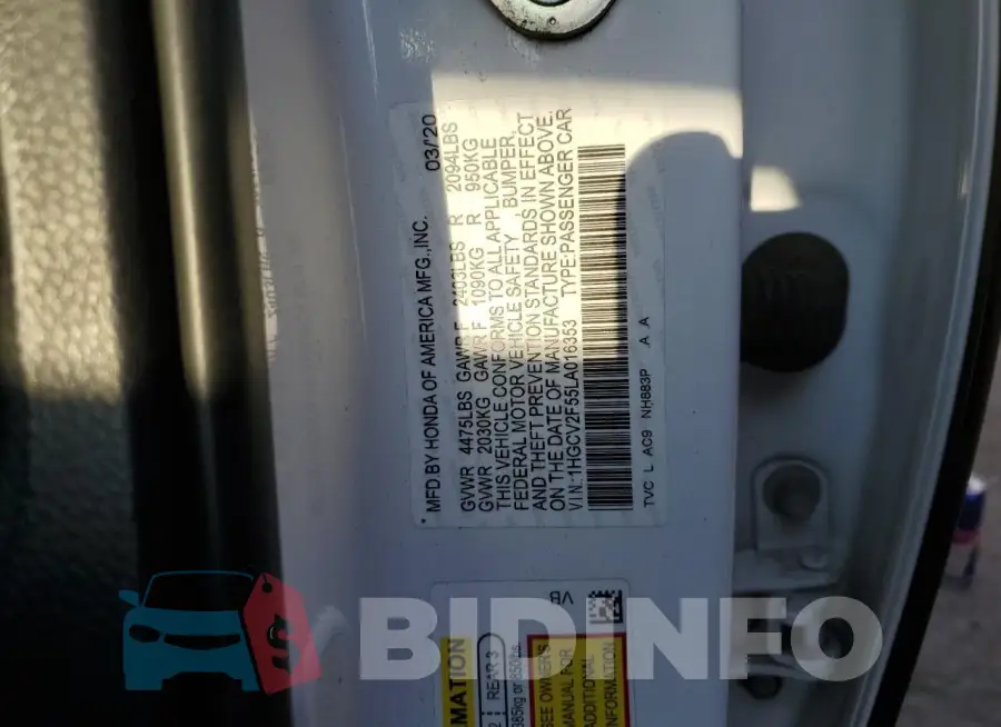1HGCV2F55LA016353 Photo# 13