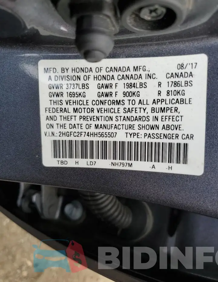 2HGFC2F74HH565507 Photo# 12