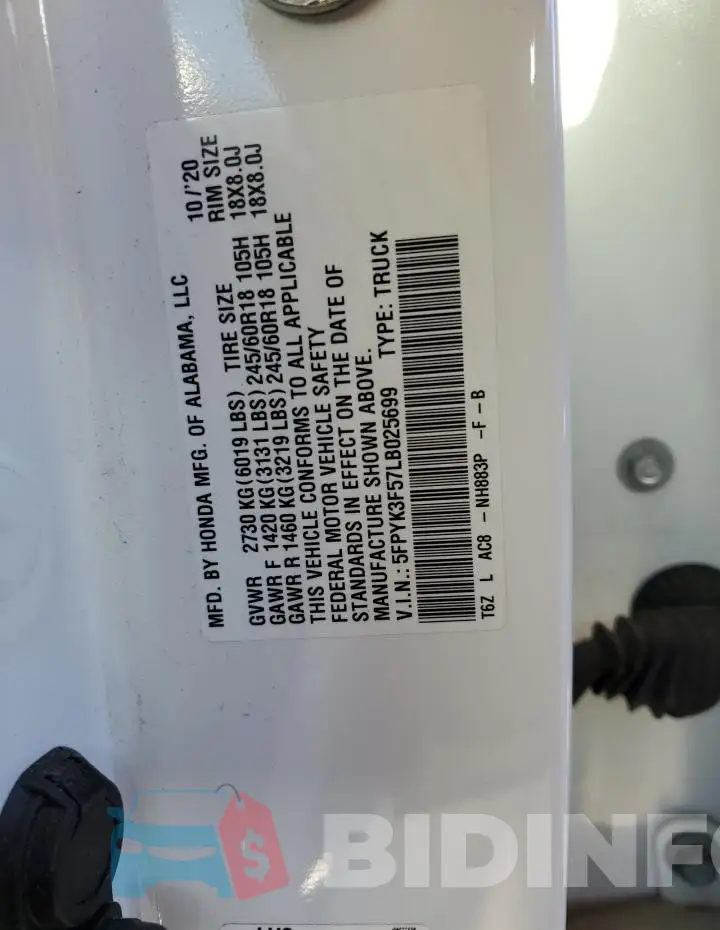 5FPYK3F57LB025699 Photo# 12