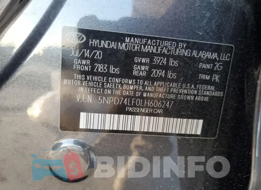 5NPD74LF0LH606247 Photo# 12