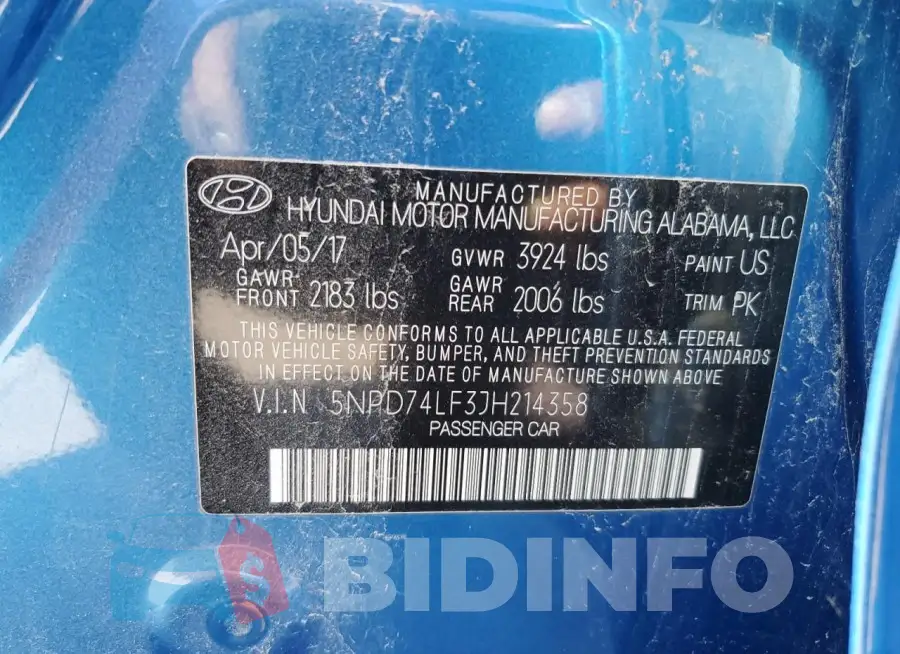 5NPD74LF3JH214358 Photo# 12