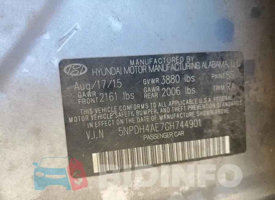 5NPDH4AE7GH744901 Photo# 13