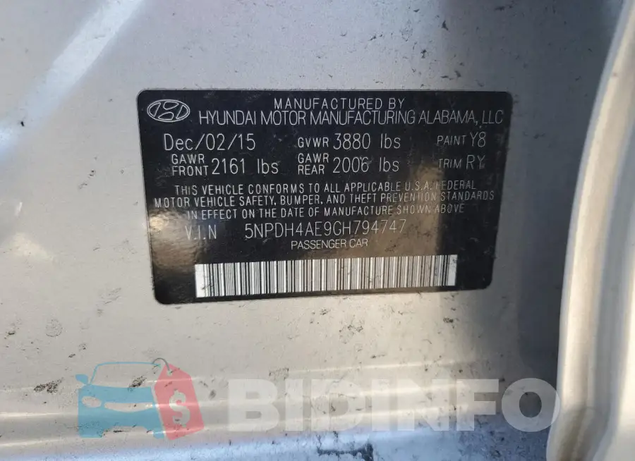 5NPDH4AE9GH794747 Photo# 12