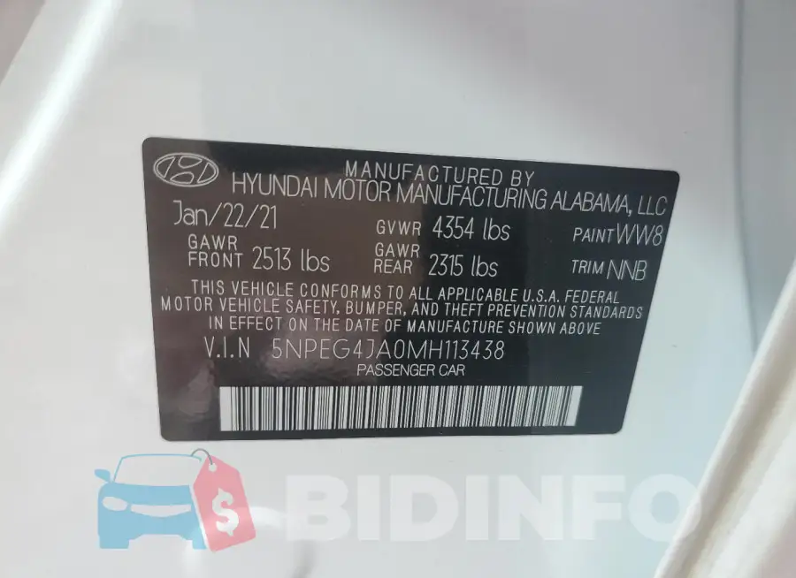 5NPEG4JA0MH113438 Photo# 12