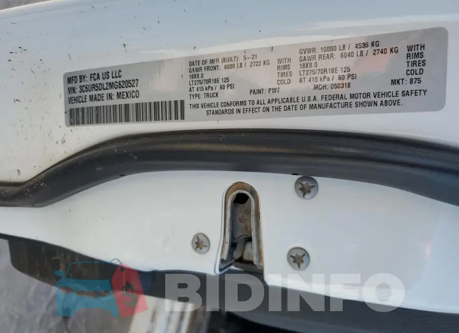 3C6UR5DL2MG620527 Photo# 12