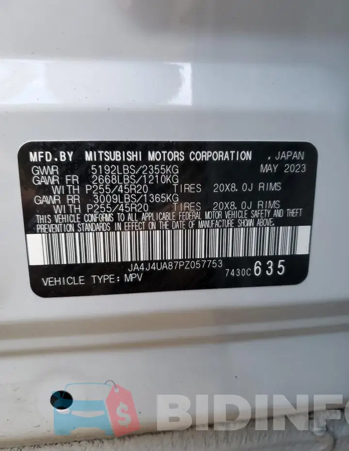 JA4J4UA87PZ057753 Photo# 12