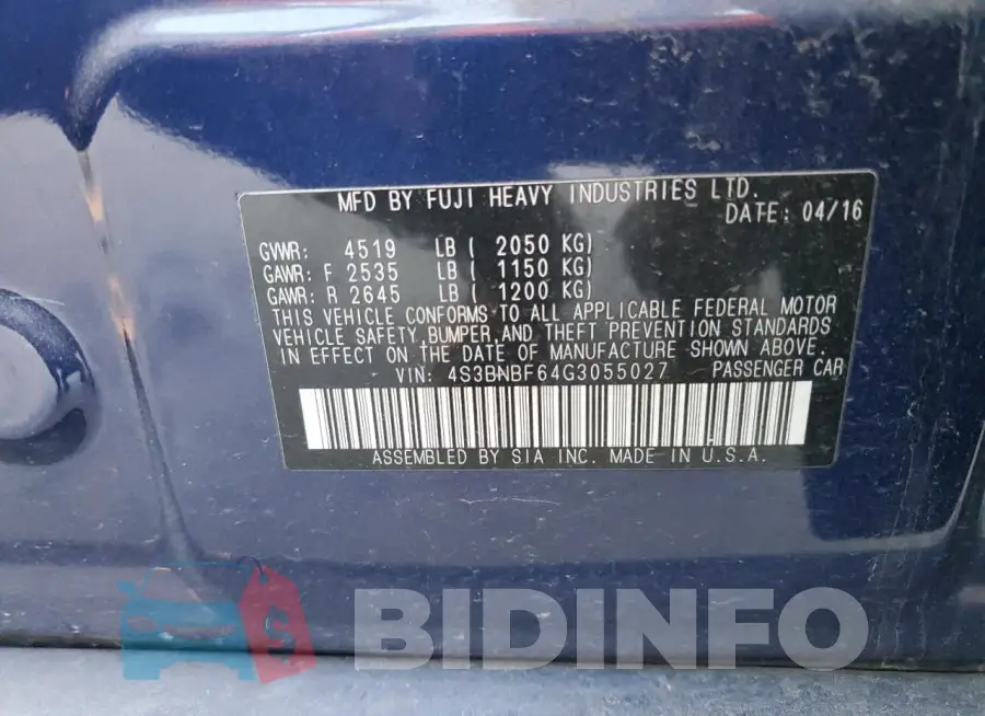 4S3BNBF64G3055027 Photo# 13