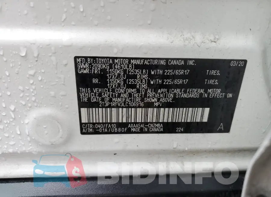 2T3P1RFV3LC106916 Photo# 13