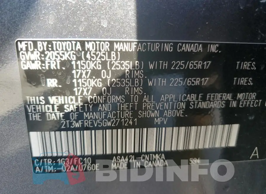 2T3WFREV5GW271241 Photo# 14