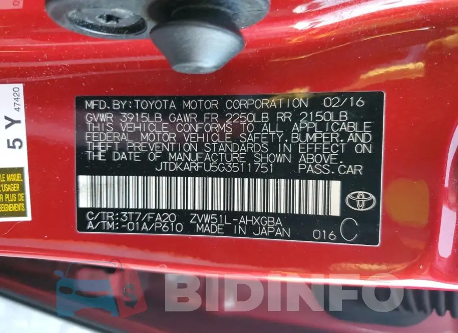 JTDKARFU5G3511751 Photo# 12