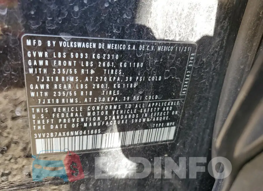3VV2B7AX6NM041665 Photo# 14