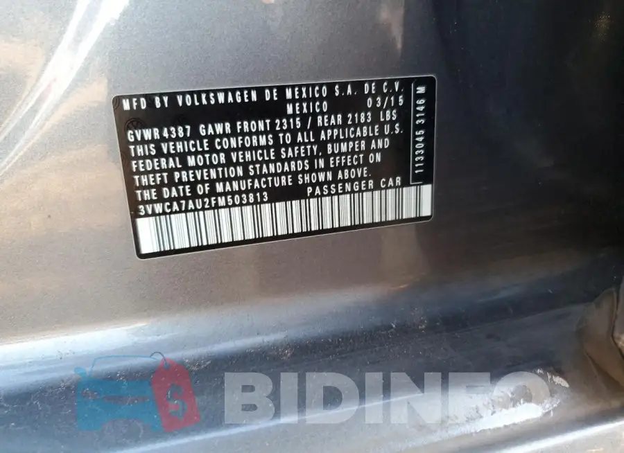 3VWCA7AU2FM503813 Photo# 12